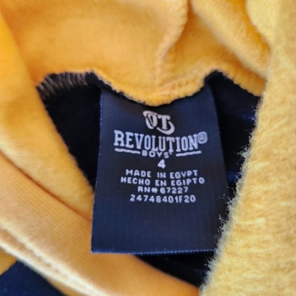 NWT OT Revolution Boys Astronaut Soccer Hoodie Yellow Black Space Fleece Size 4 - Picture 8 of 13